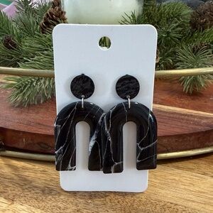 Black and White Arch Clay Earrings